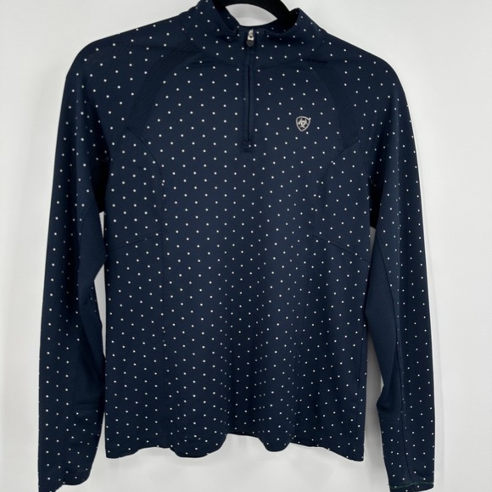 Ariat Navy Performance Quarter-Zip with White Dot Print